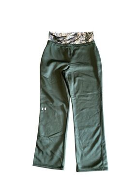 Under Armour Olive Green Track Pants with Camo Fold-Over Waistband